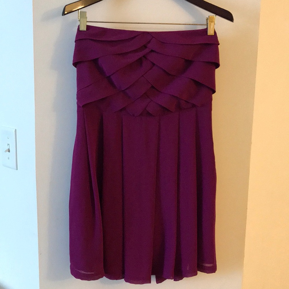 Magenta chiffon strapless minidress